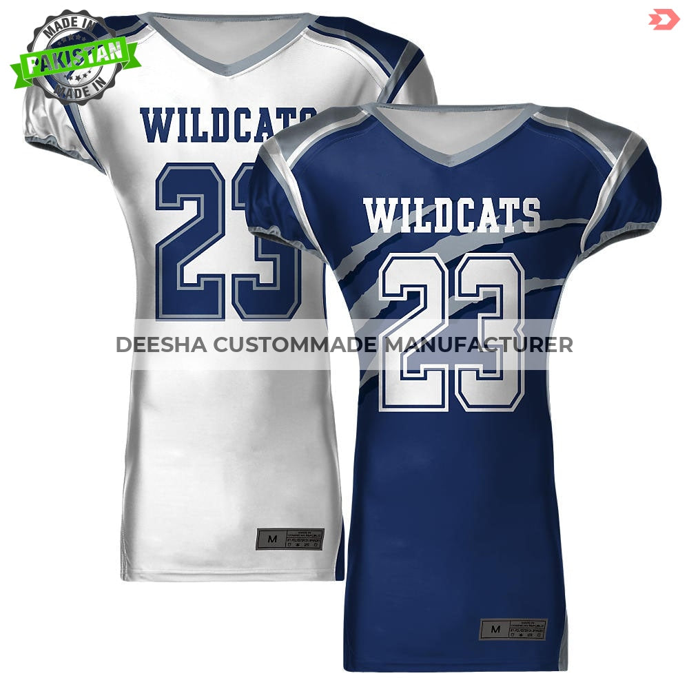 American Football Reversible Jerseys Blue & White Wildcats