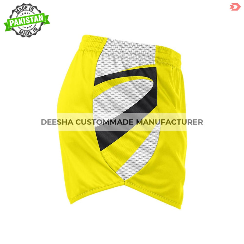 Custom Men Knit Running Shorts Yellow - Track Uniforms