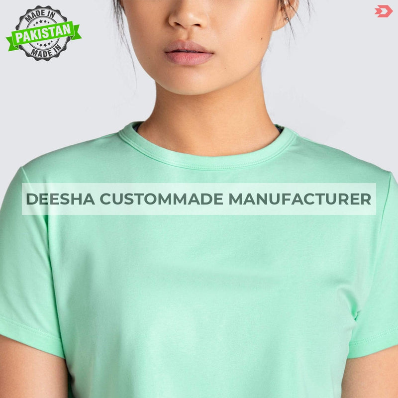 Women Crop Tops T-Shirt Light Green
