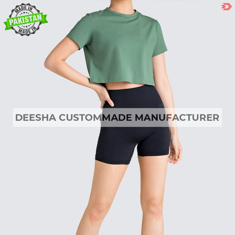 Women Crop Tops T-Shirt Green