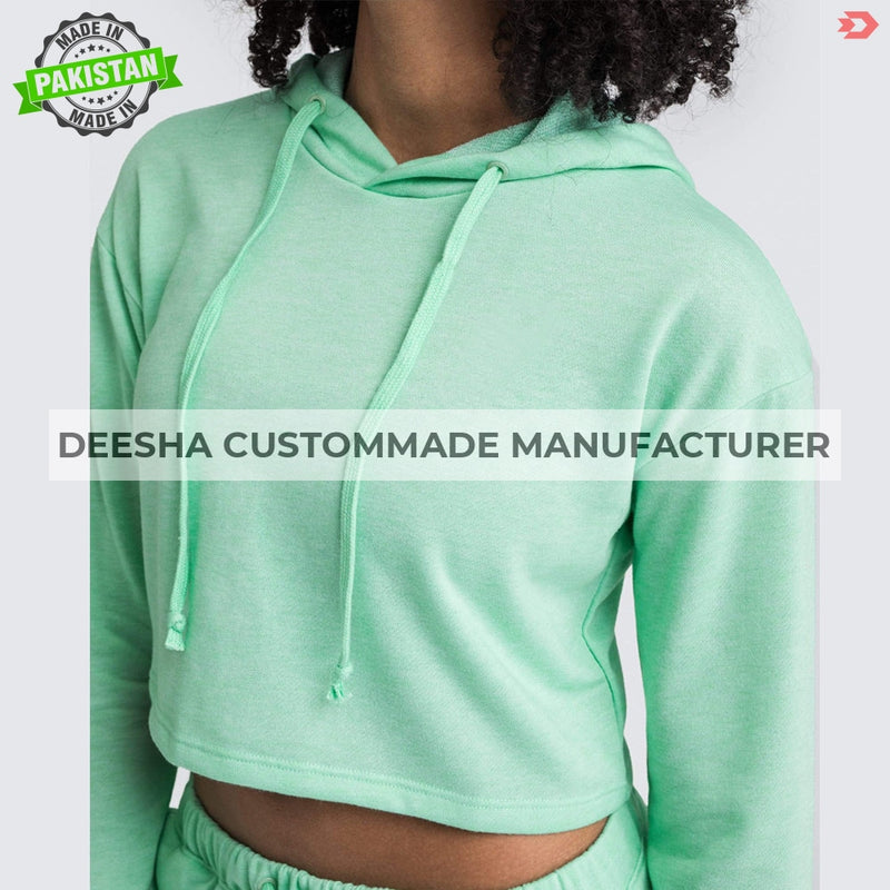 Women Crop Tops Hoodies Neon Green