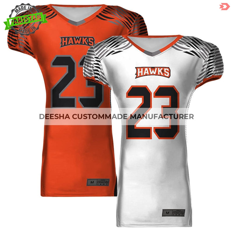 American Football Reversible Jerseys Orange & White Hawks - 