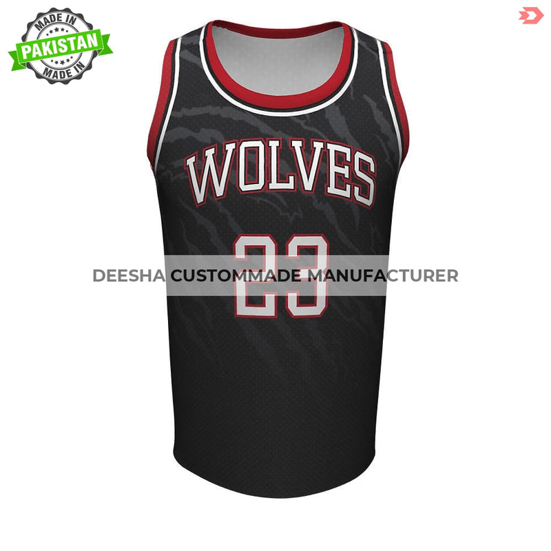 Basketball Crew Neck Jerseys Sublimation Wolves - Basketball