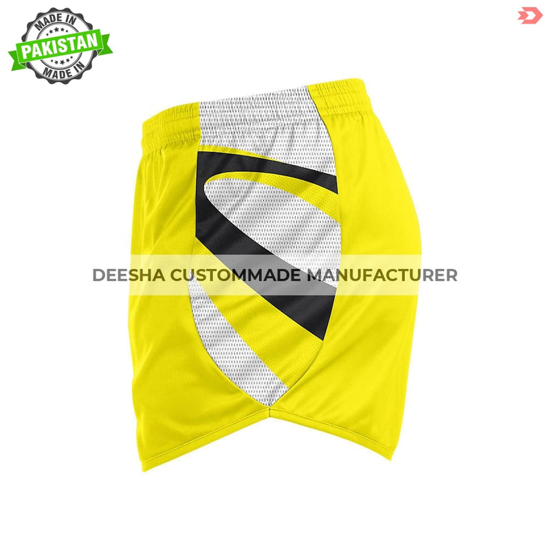 Custom Men Knit Running Shorts Yellow - Track Uniforms
