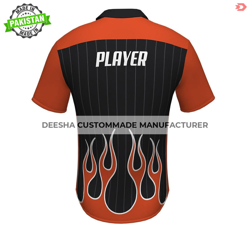 Full Button Bowling Shirt Fire - Bowling Uniforms