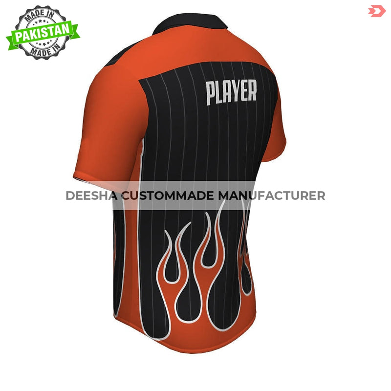 Full Button Bowling Shirt Fire - Bowling Uniforms