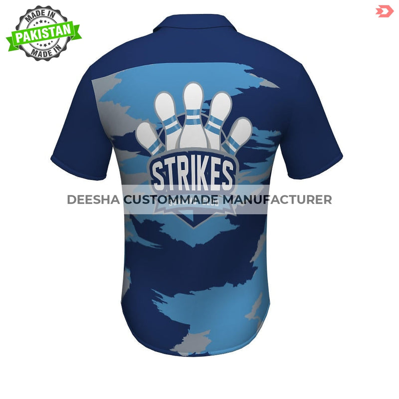 Full Button Bowling Shirt Strikes - Bowling Uniforms