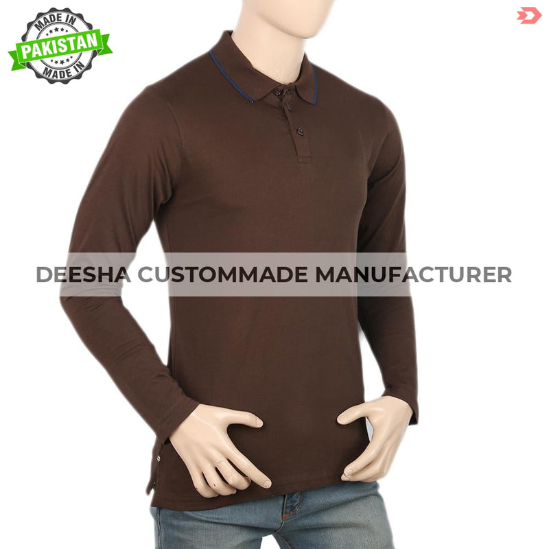 Men's Eminent Full Sleeves Polo T-Shirt - Coffee