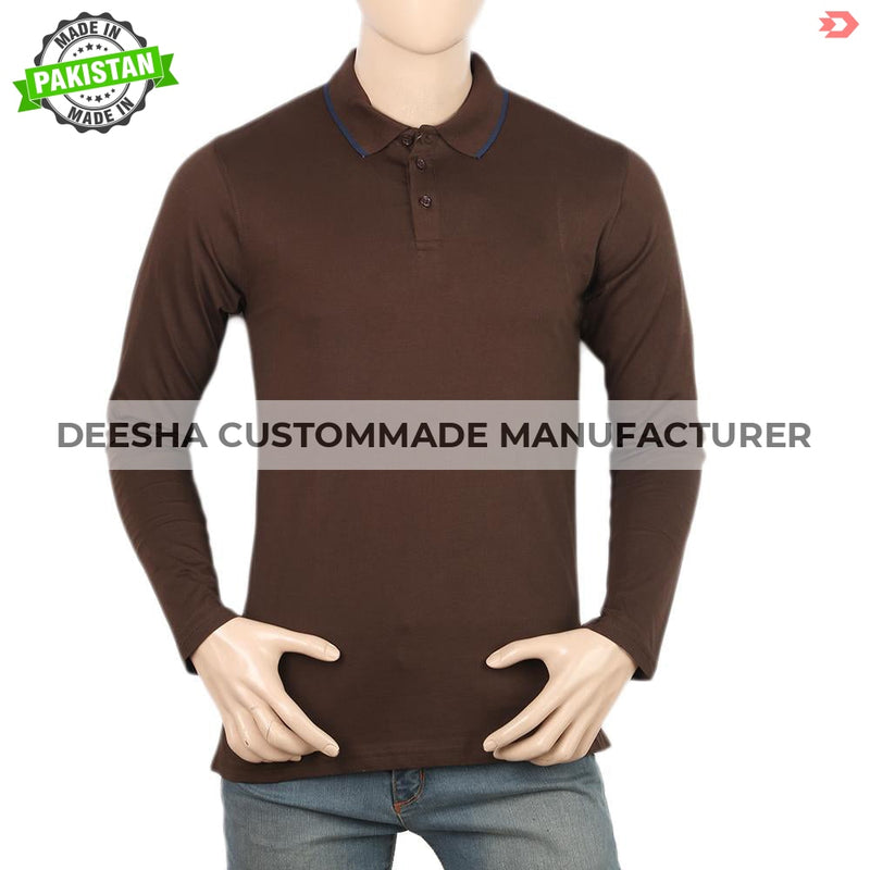Men's Eminent Full Sleeves Polo T-Shirt - Coffee