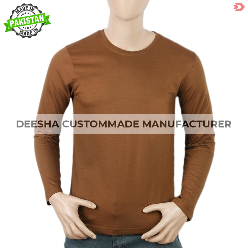 Men's Full Sleeves Logo T-Shirt - Dark Brown