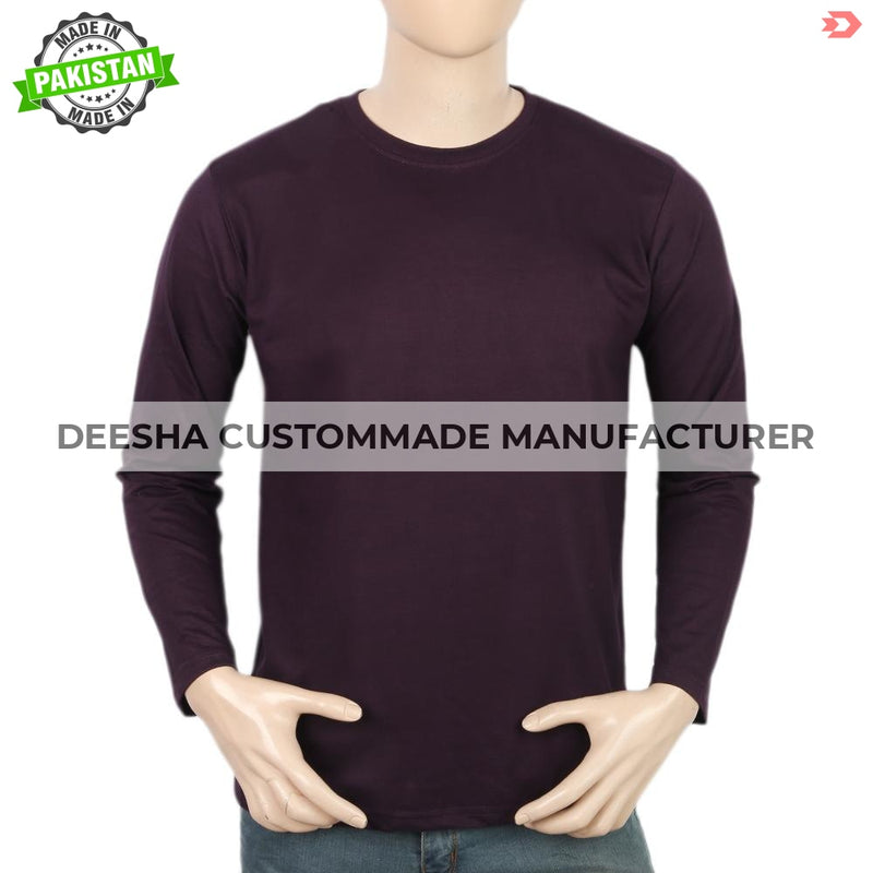 Men's Full Sleeves Logo T-Shirt - Dark Purple