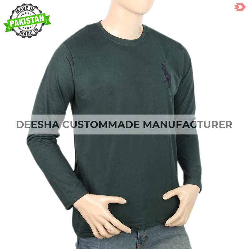 Men's Full Sleeves Logo T-Shirt - Green