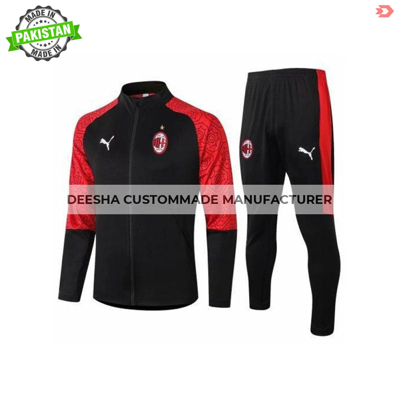 Mens AC Milan Jacket + Pants Training Suit Black - Training 