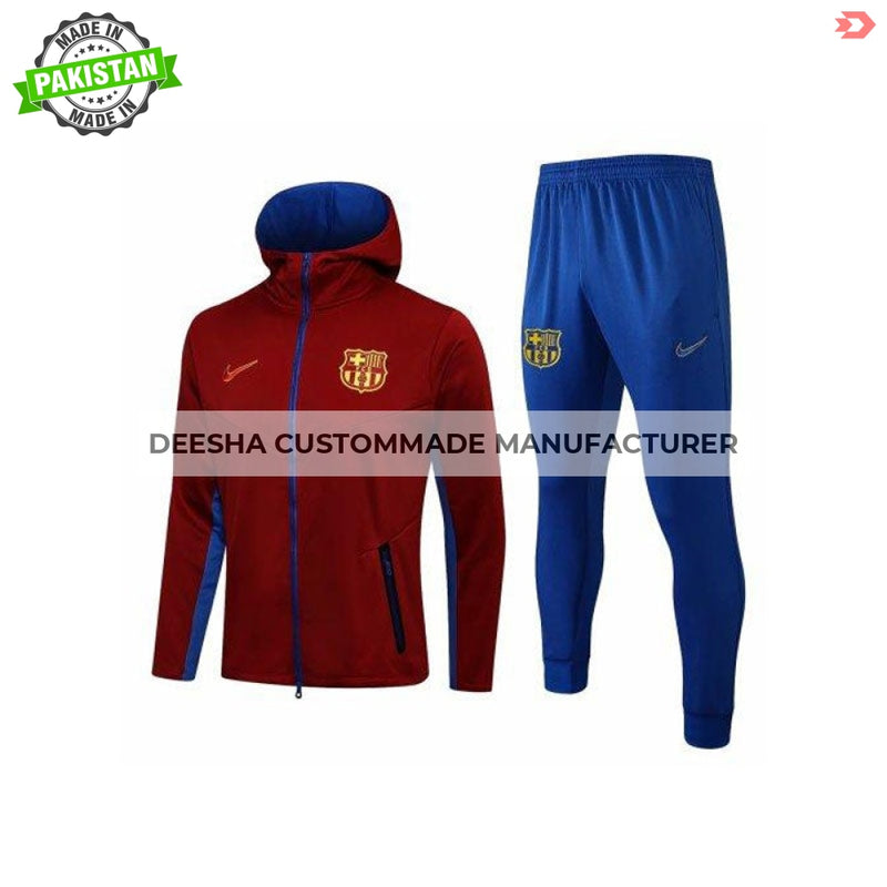 Mens Barcelona Hoodie Jacket + Pants Training Suit Red - 