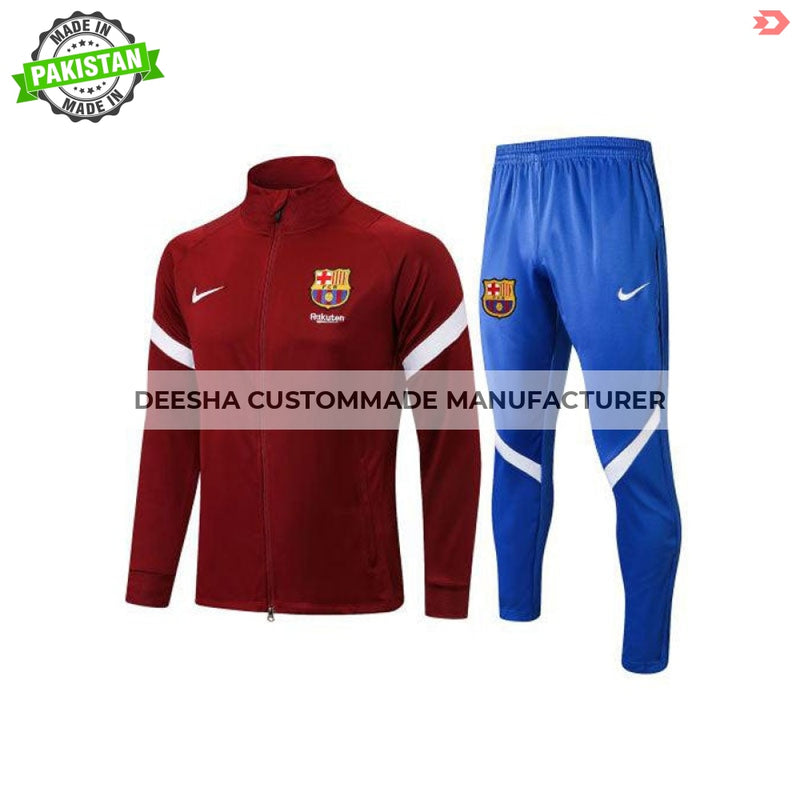 Mens Barcelona Jacket + Pants Training Suit Maroon - 