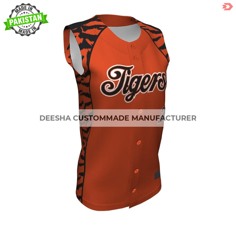 Softball Full Button Sleeveless Jerseys Tigers - Softball 