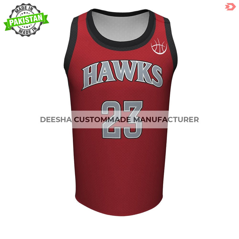 Sublimation Basketball Crew Neck Jerseys Hawks - Basketball 