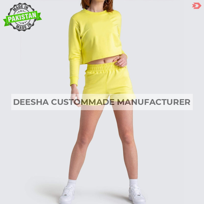 Women Crop Tops T-Shirts Yellow