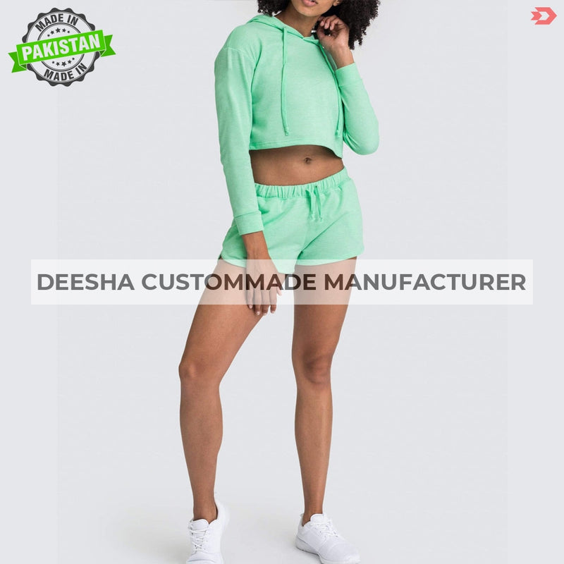 Women Crop Tops Hoodies Neon Green